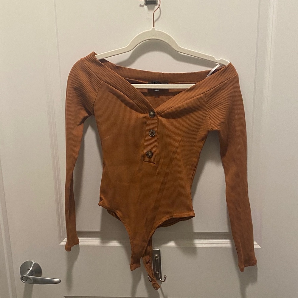 Lulu's Cinnamon Button-Front Bodysuit
